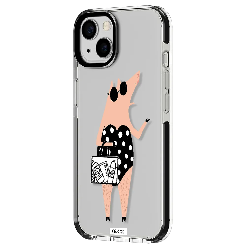 Lady Pig Apple iPhone 13 impact black border Case