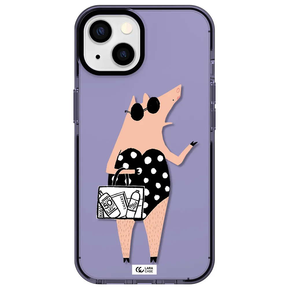 Lady Pig Apple iPhone 13 impact Lilac Case