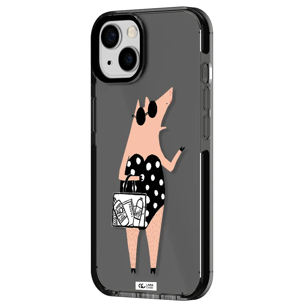 Lady Pig Apple iPhone 13 impact Smoke Black Case