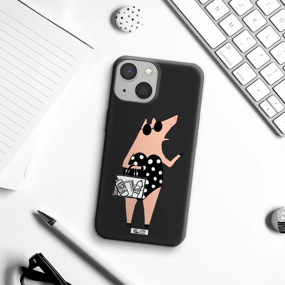 Lady Pig Apple iPhone 13 mini Silicone black Case