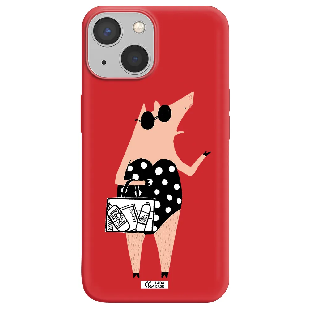 Lady Pig Apple iPhone 13 mini Silicone Imperial Red Case