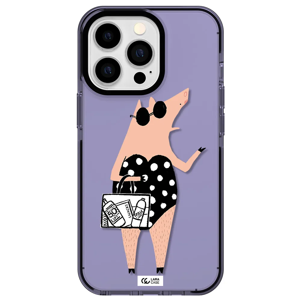 Lady Pig Apple iPhone 13 Pro impact Lilac Case