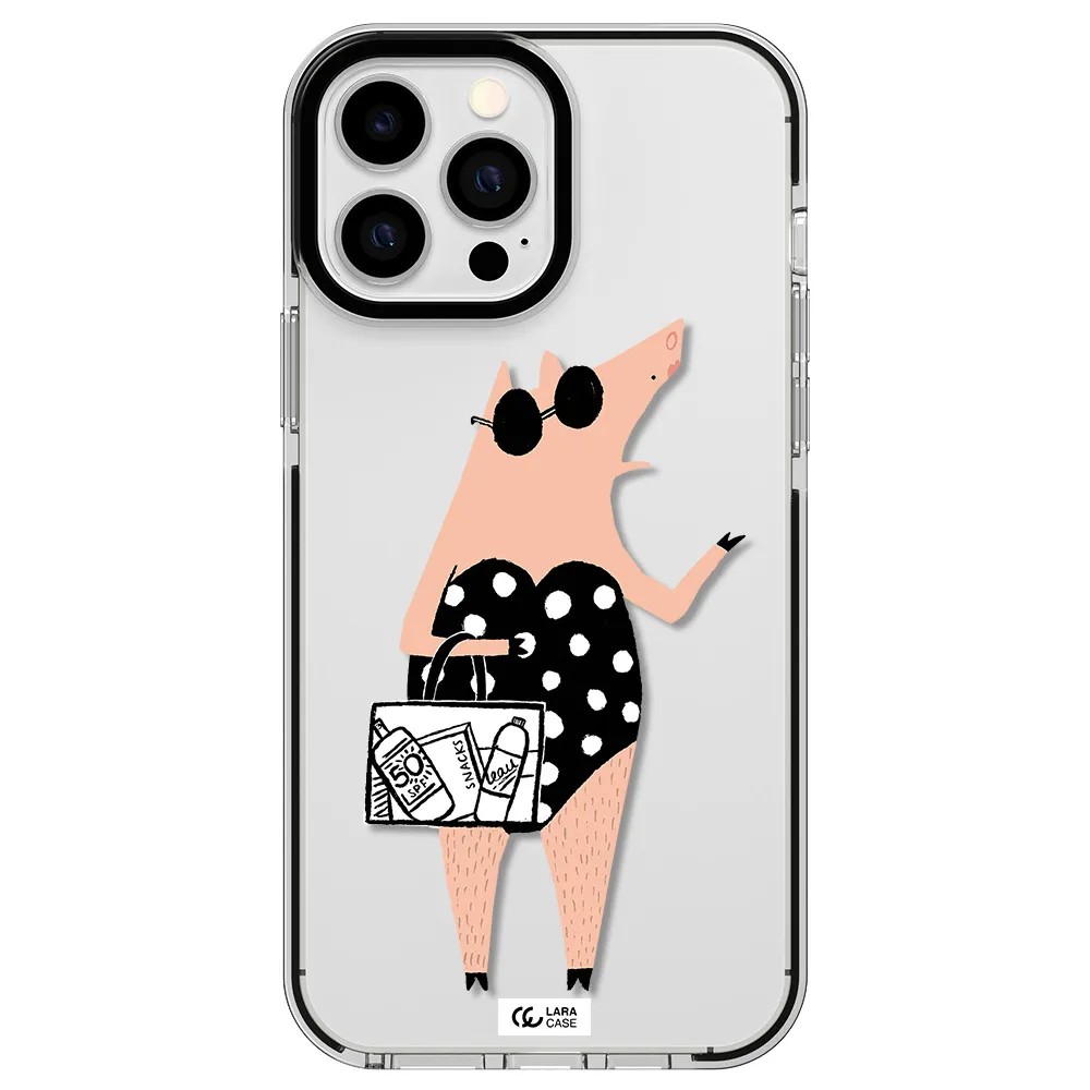Lady Pig Apple iPhone 13 Pro Max impact black border Case