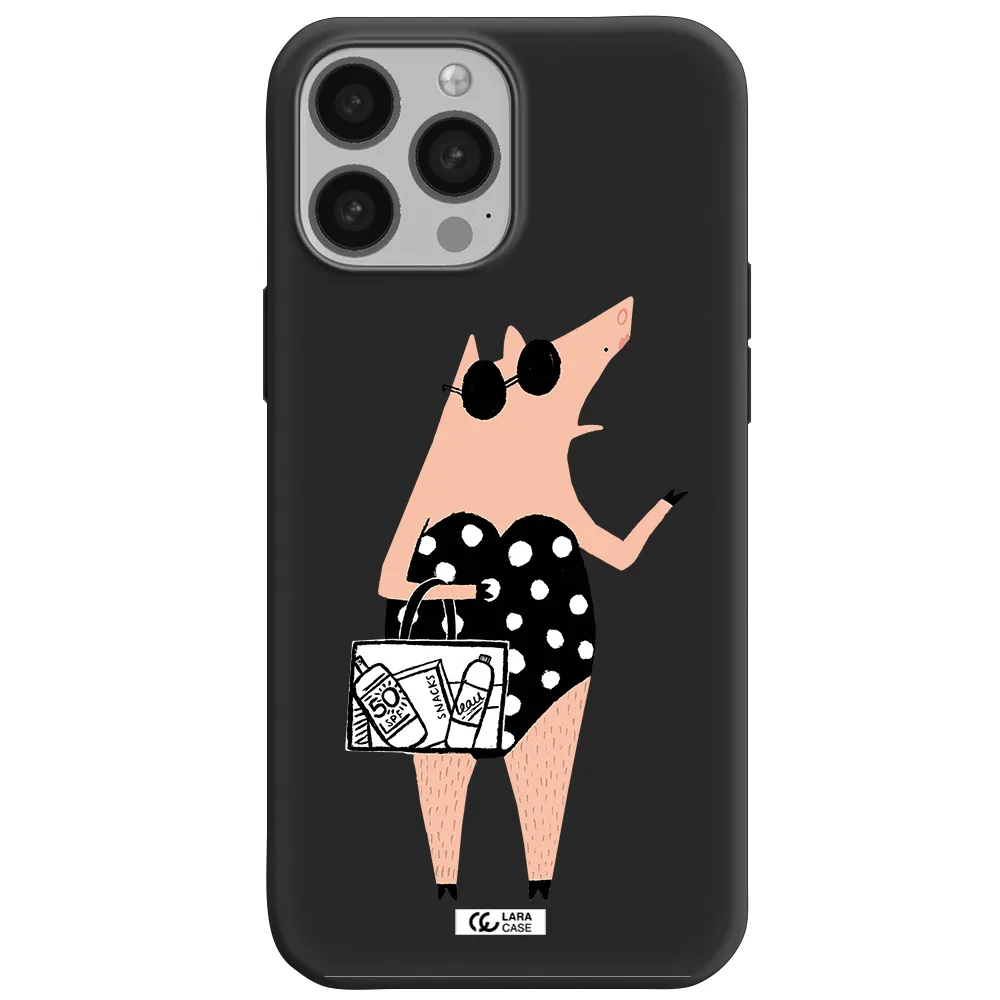 Lady Pig Apple iPhone 13 Pro Max Silicone black Case