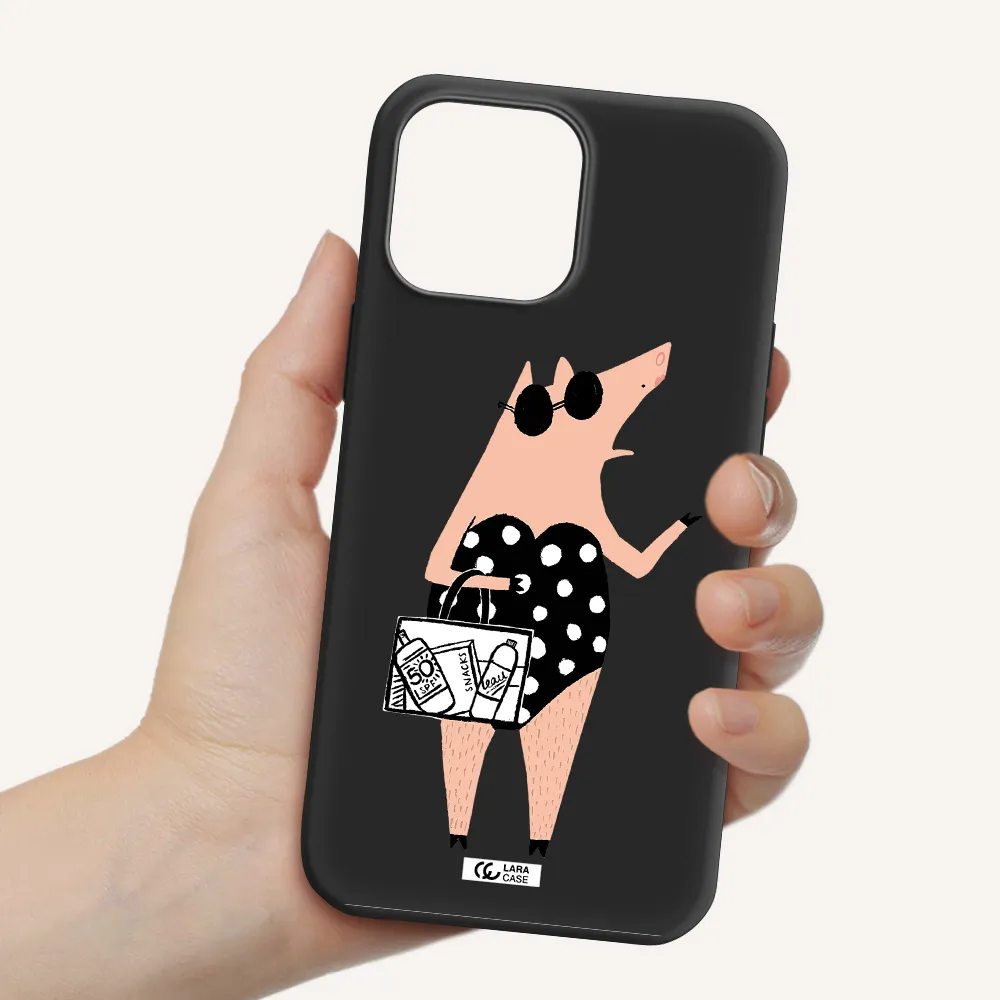 Lady Pig Apple iPhone 13 Pro Max Silicone black Case