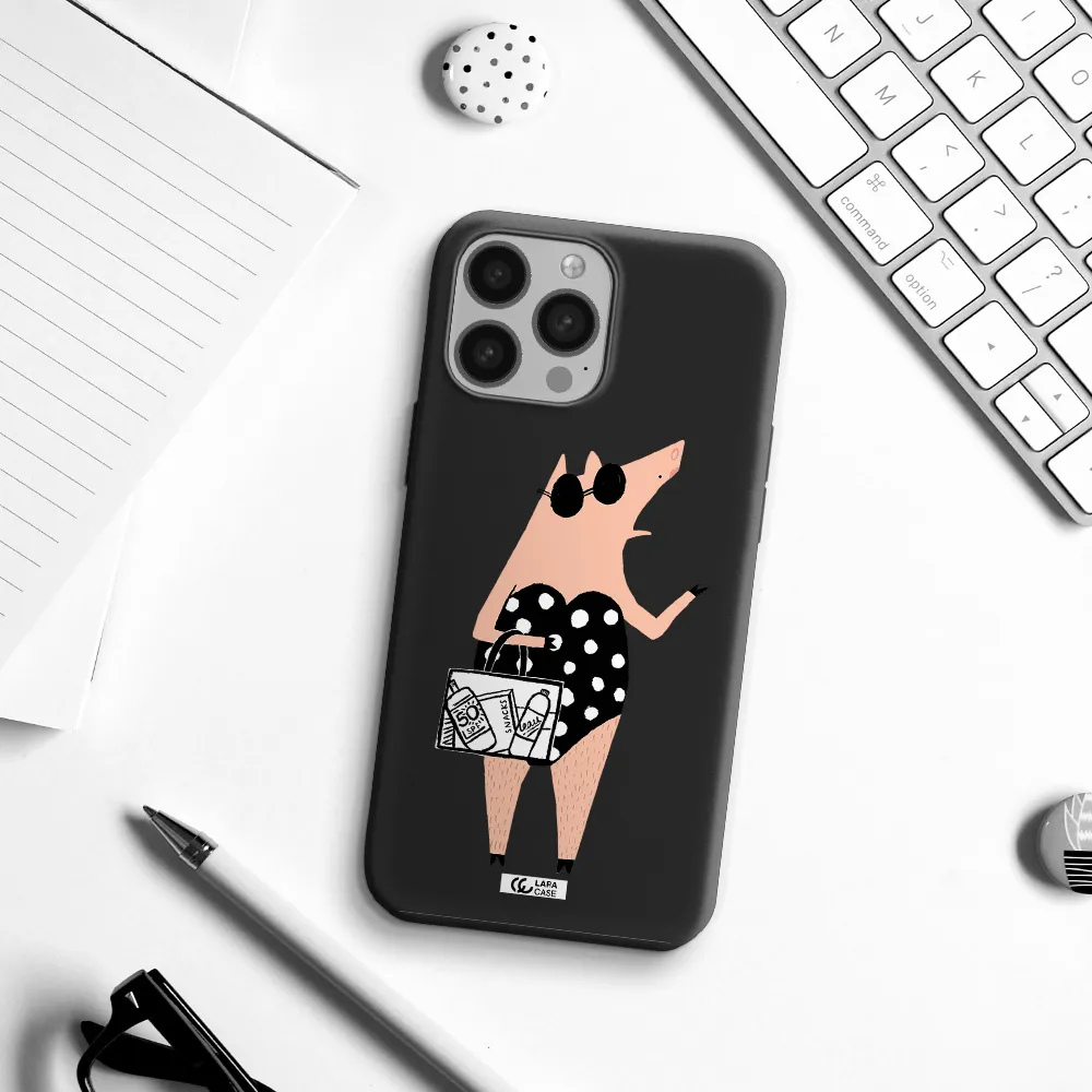 Lady Pig Apple iPhone 13 Pro Max Silicone black Case