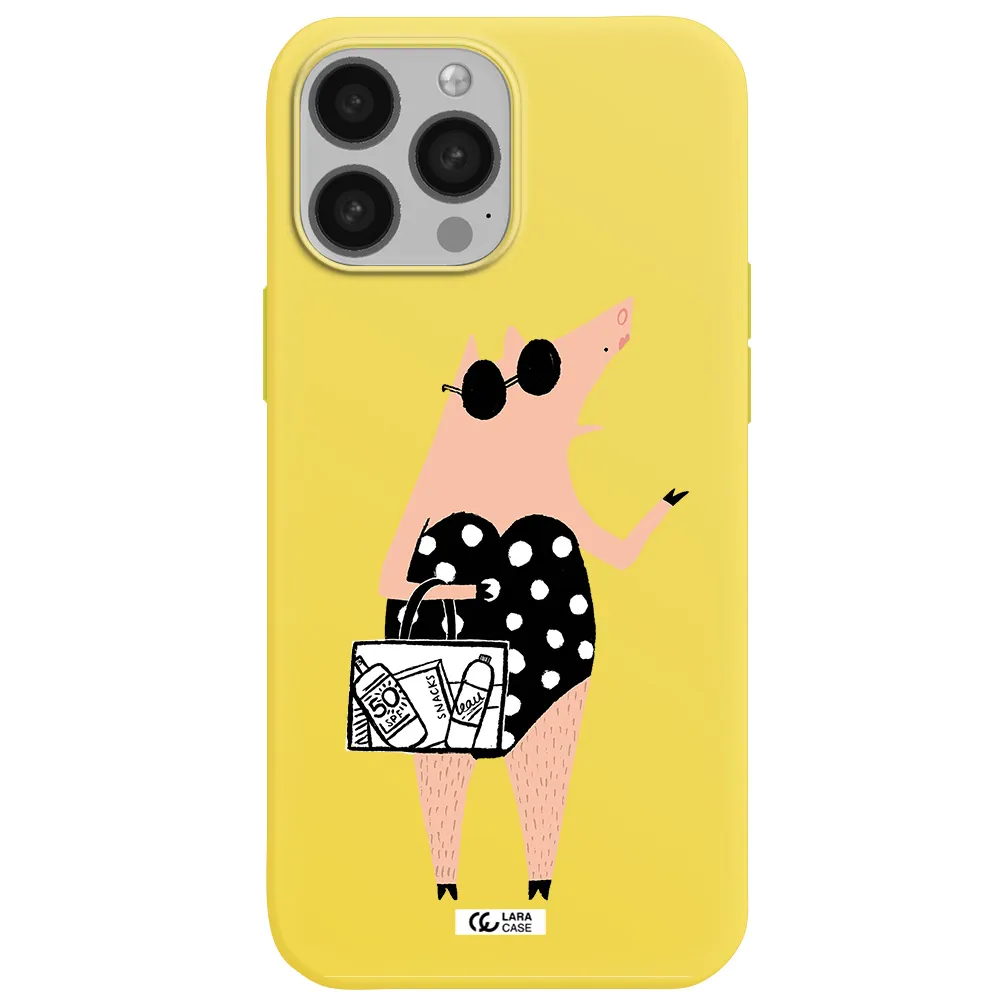 Lady Pig Apple iPhone 13 Pro Max Silicone canary yellow Case