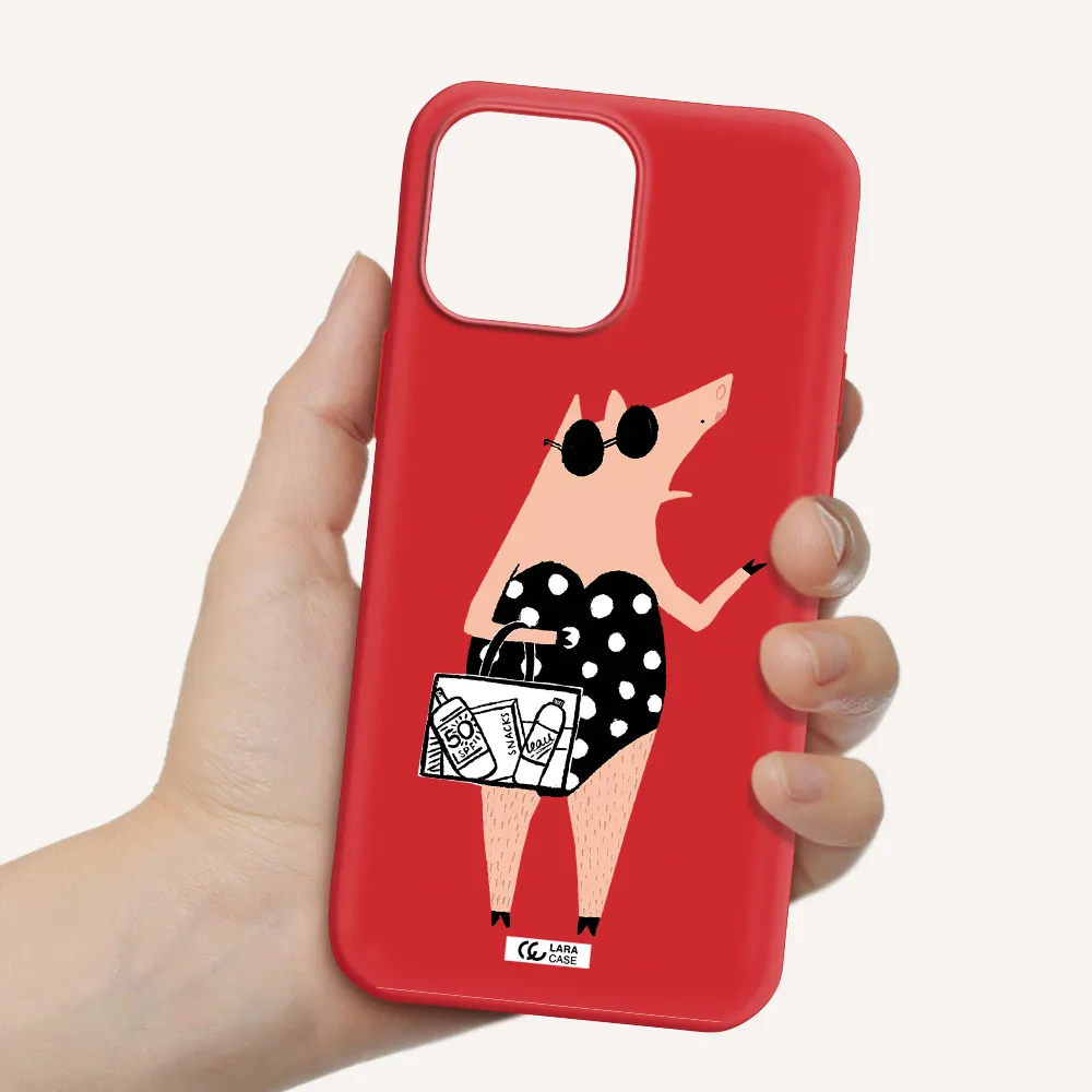 Lady Pig Apple iPhone 13 Pro Max Silicone Imperial Red Case