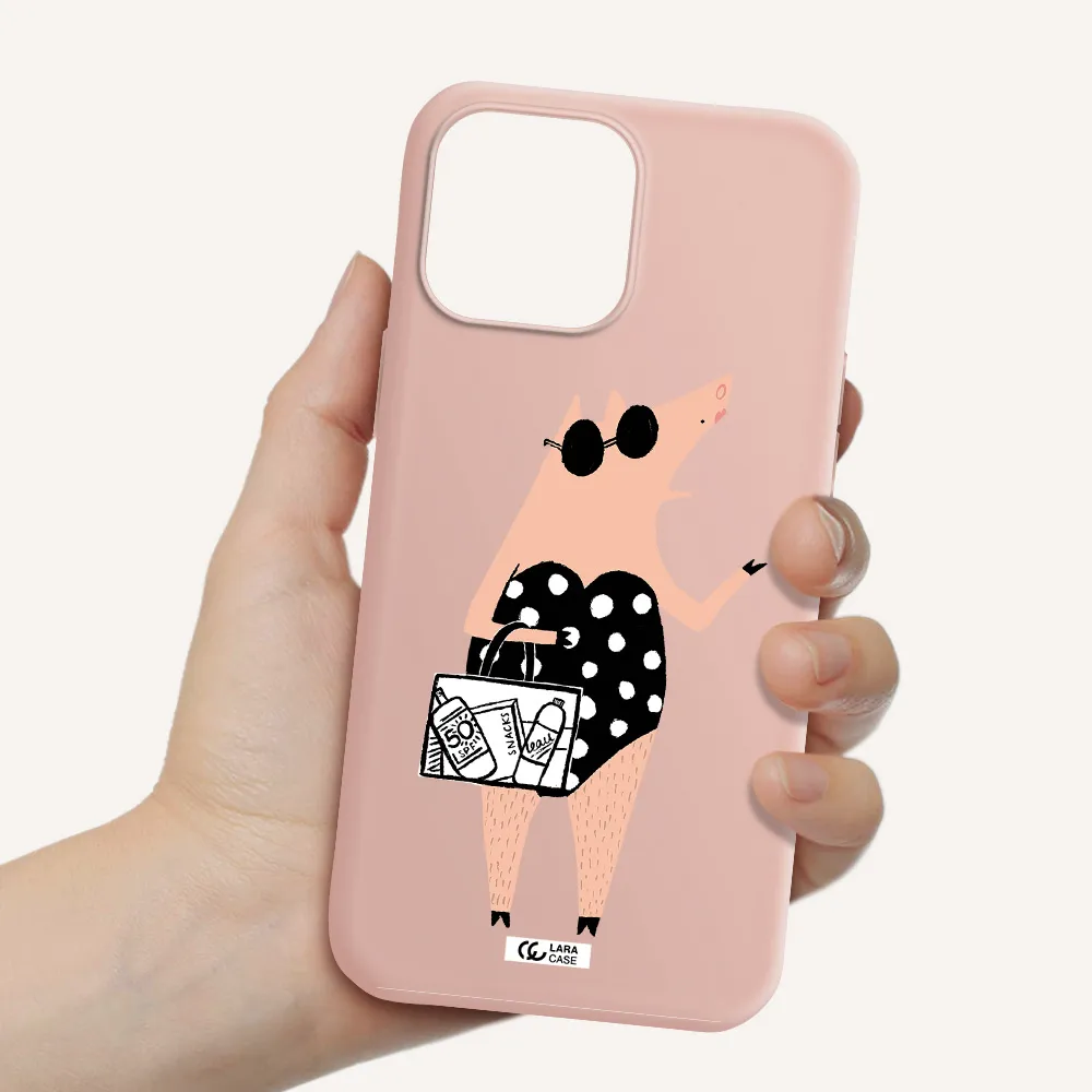 Lady Pig Apple iPhone 13 Pro Max Silicone pastel pink Case