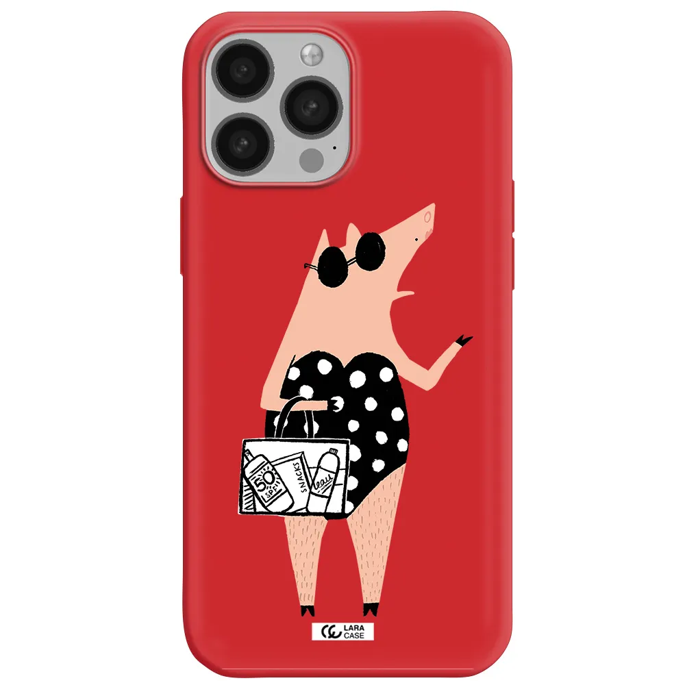 Lady Pig Apple iPhone 13 Pro Silicone Imperial Red Case