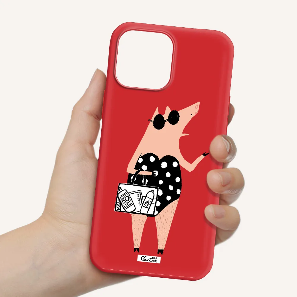 Lady Pig Apple iPhone 13 Pro Silicone Imperial Red Case