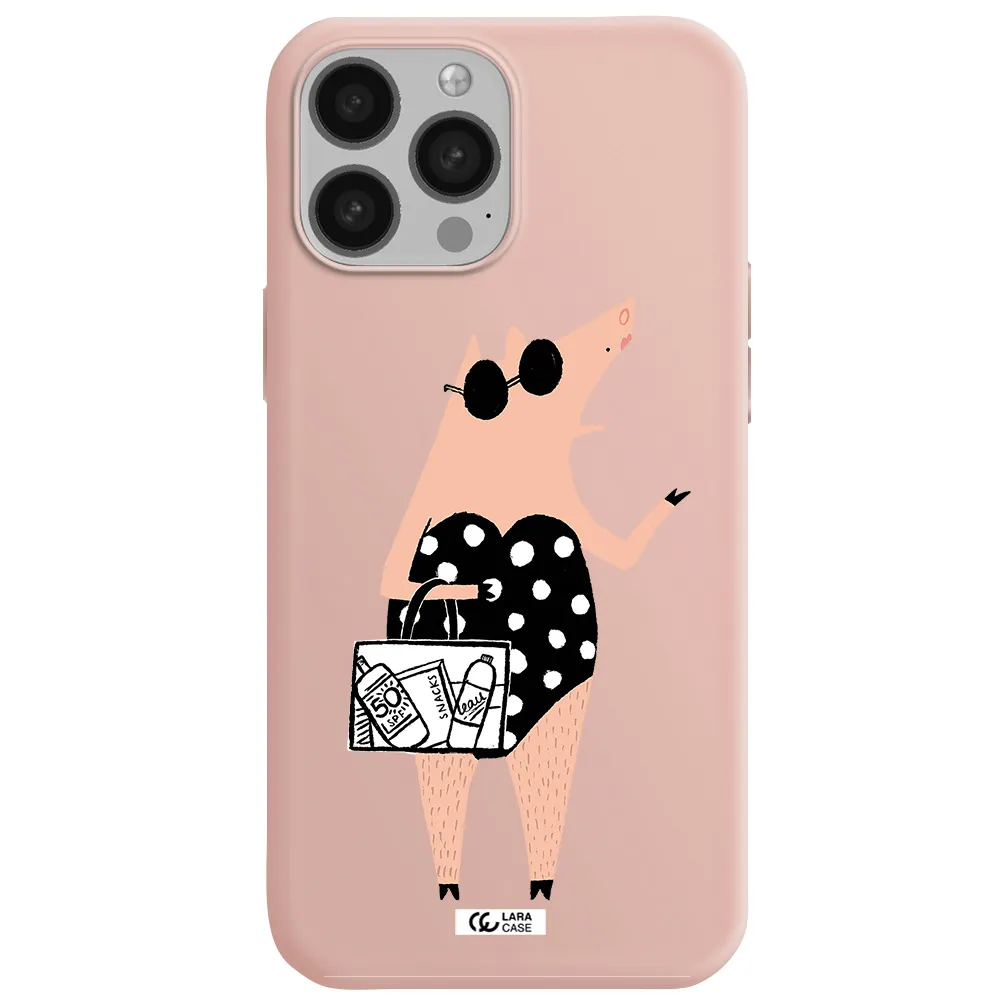 Lady Pig Apple iPhone 13 Pro Silicone pastel pink Case