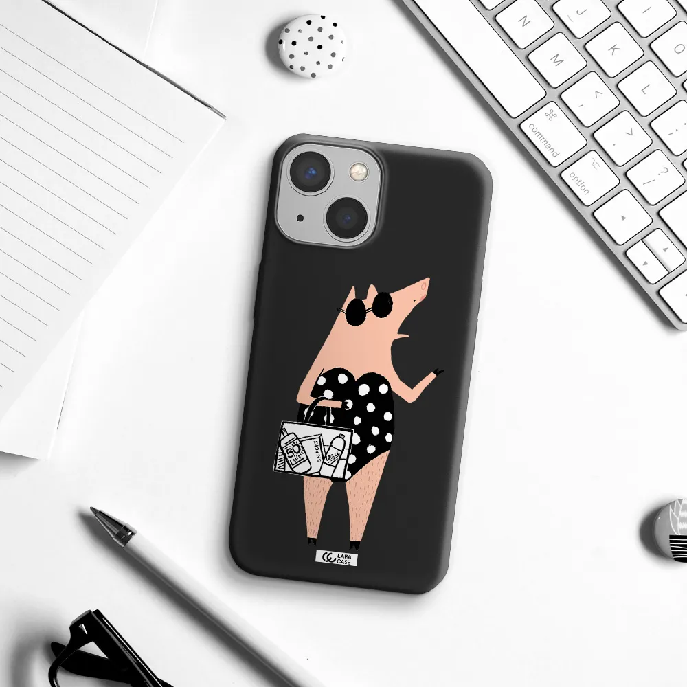Lady Pig Apple iPhone 13 Silicone black Case