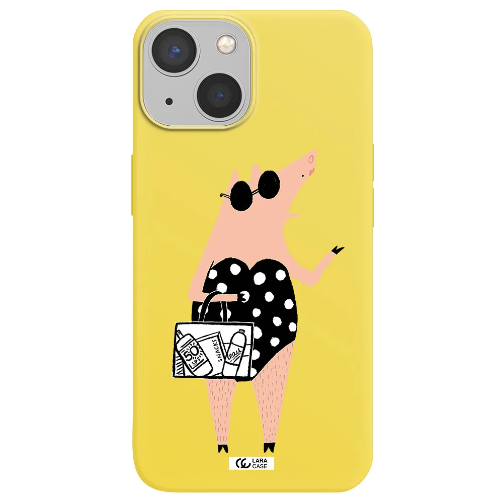 Lady Pig Apple iPhone 13 Silicone canary yellow Case