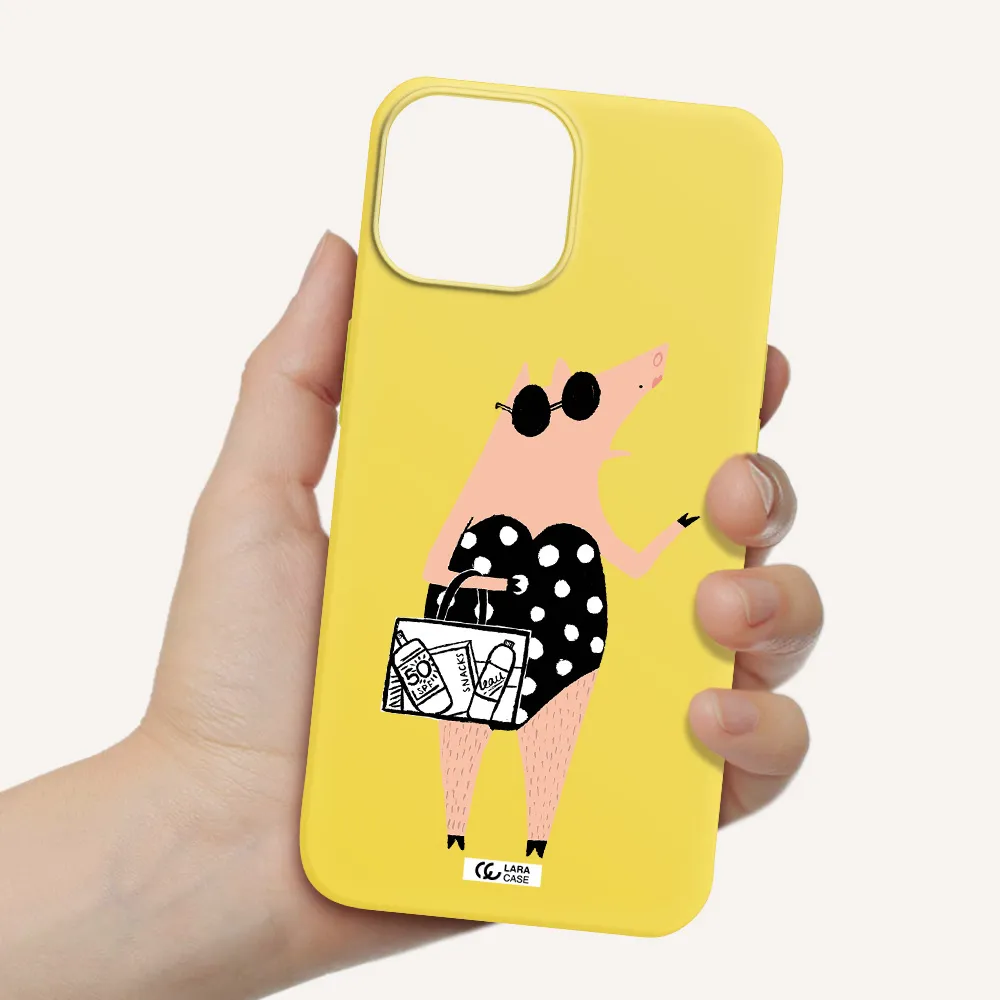 Lady Pig Apple iPhone 13 Silicone canary yellow Case