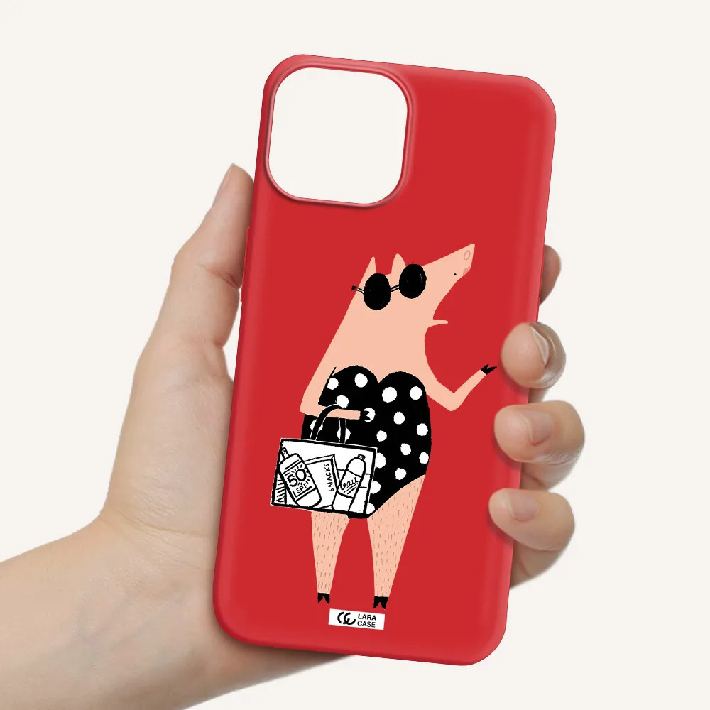 Lady Pig Apple iPhone 13 Silicone Imperial Red Case