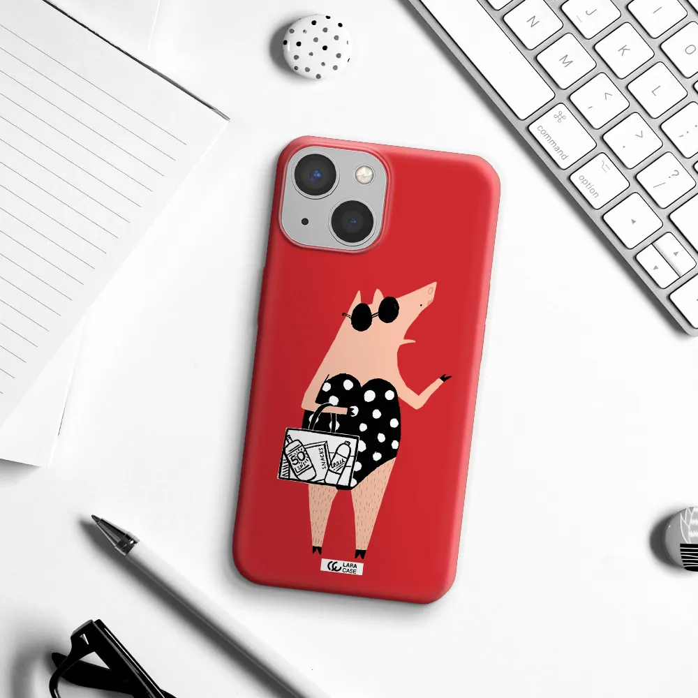 Lady Pig Apple iPhone 13 Silicone Imperial Red Case
