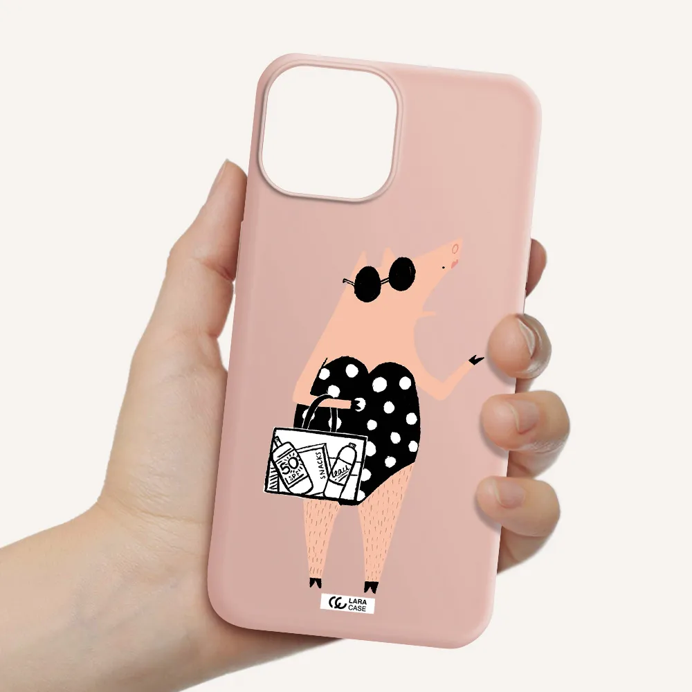 Lady Pig Apple iPhone 13 Silicone pastel pink Case
