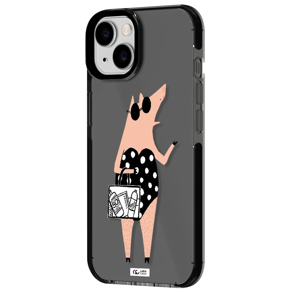 Lady Pig Apple iPhone 14 impact Smoke Black Case