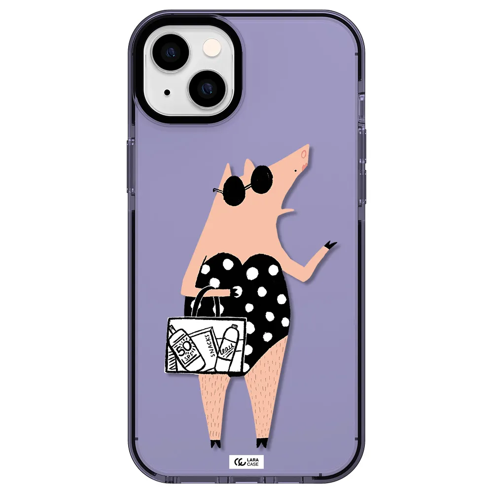 Lady Pig Apple iPhone 14 plus impact Lilac Case
