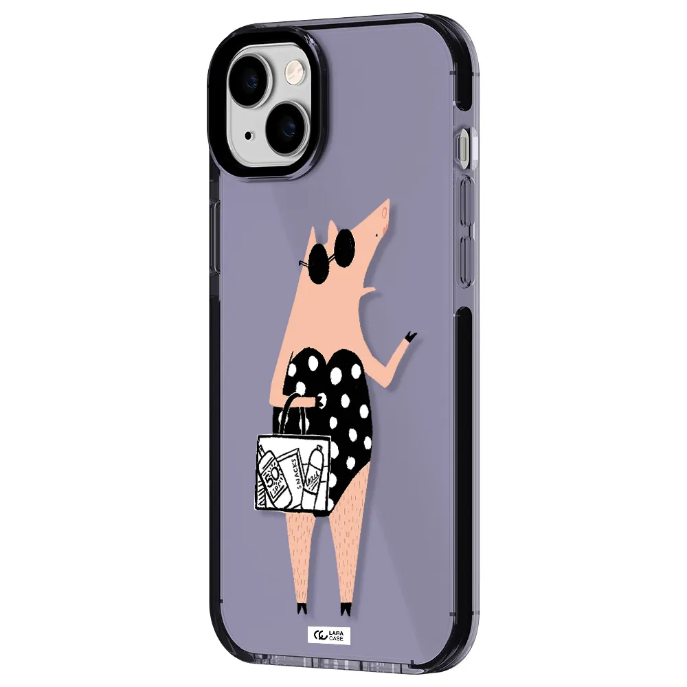 Lady Pig Apple iPhone 14 plus impact Lilac Case