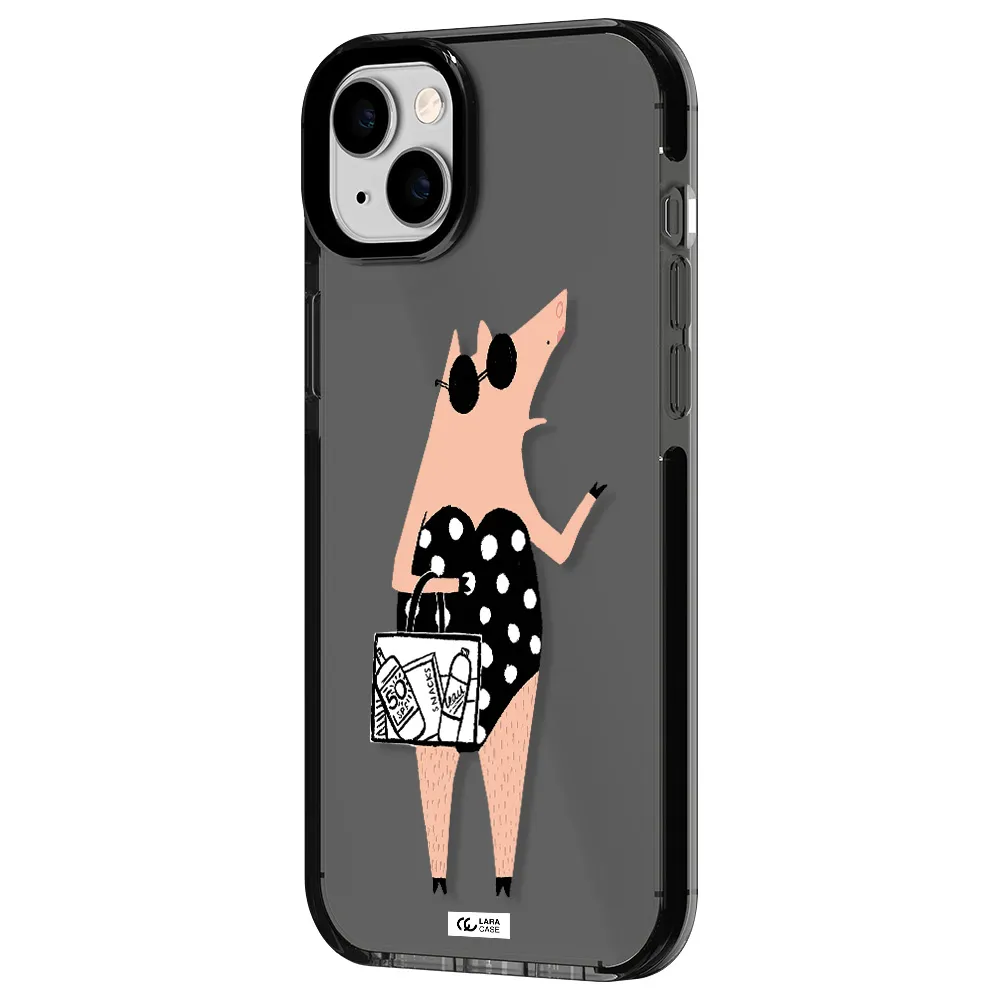 Lady Pig Apple iPhone 14 plus impact Smoke Black Case