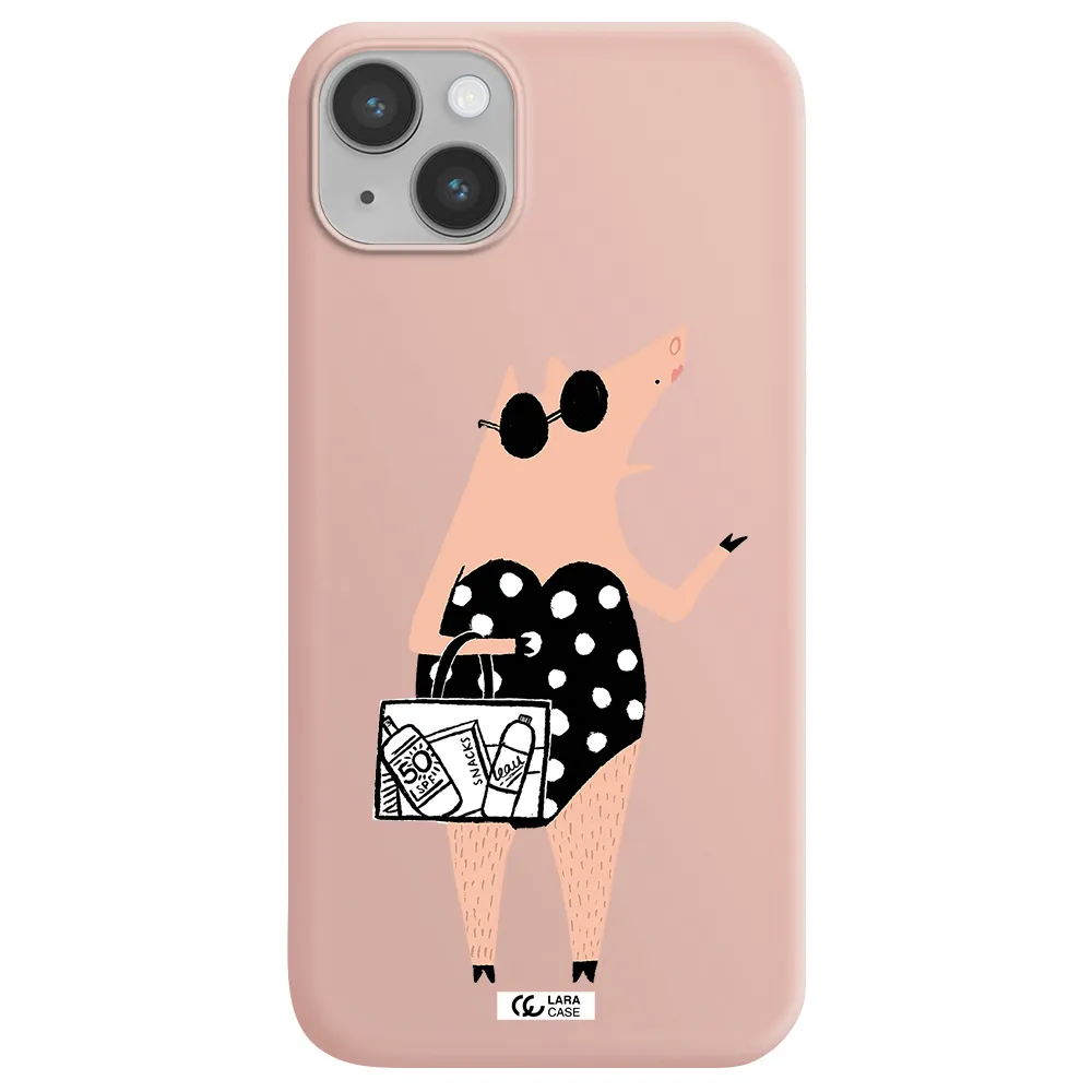 Lady Pig Apple iPhone 14 plus Silicone pastel pink Case