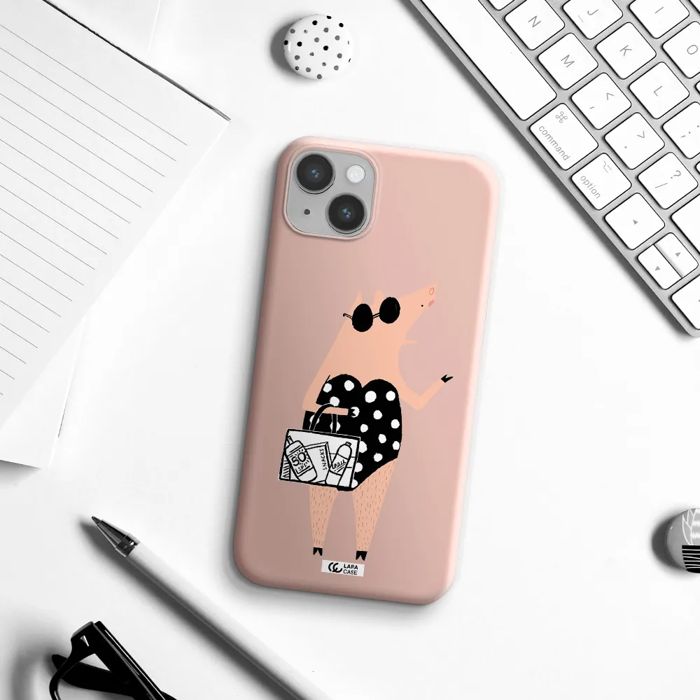 Lady Pig Apple iPhone 14 plus Silicone pastel pink Case