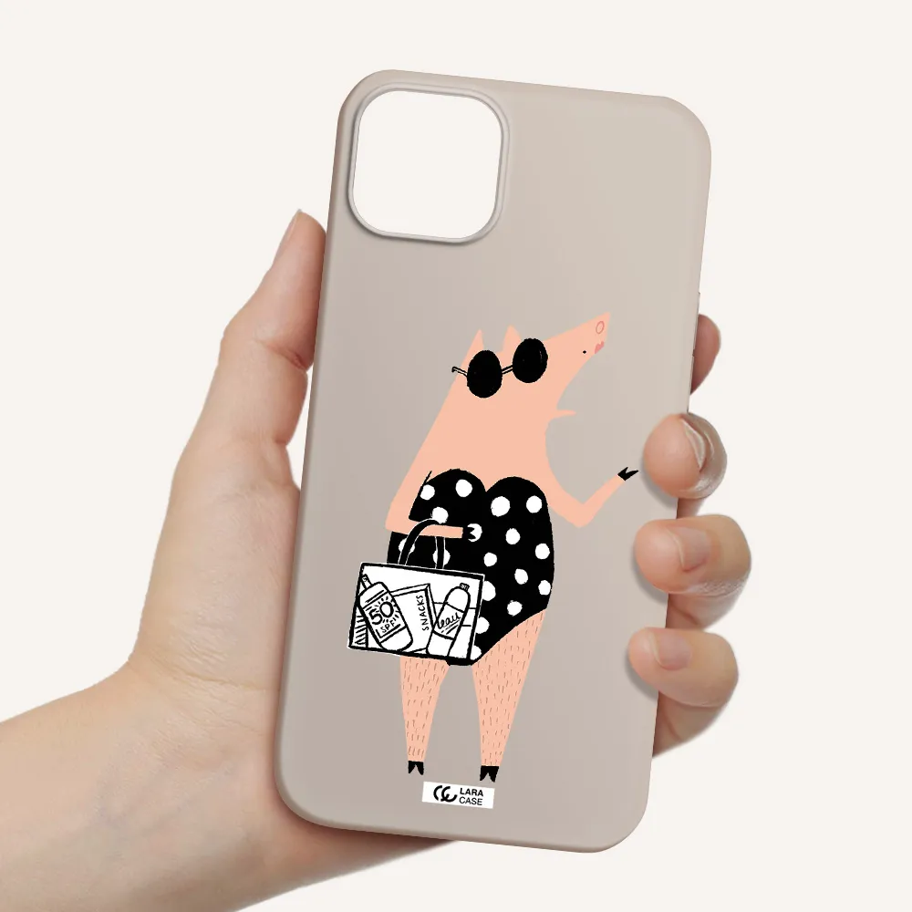 Lady Pig Apple iPhone 14 plus Silicone Stone Case