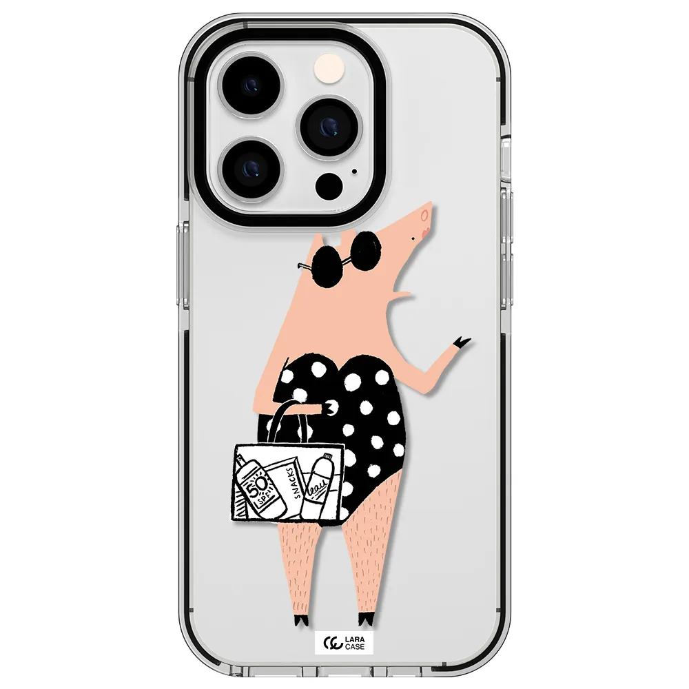 Lady Pig Apple iPhone 14 pro impact black border Case