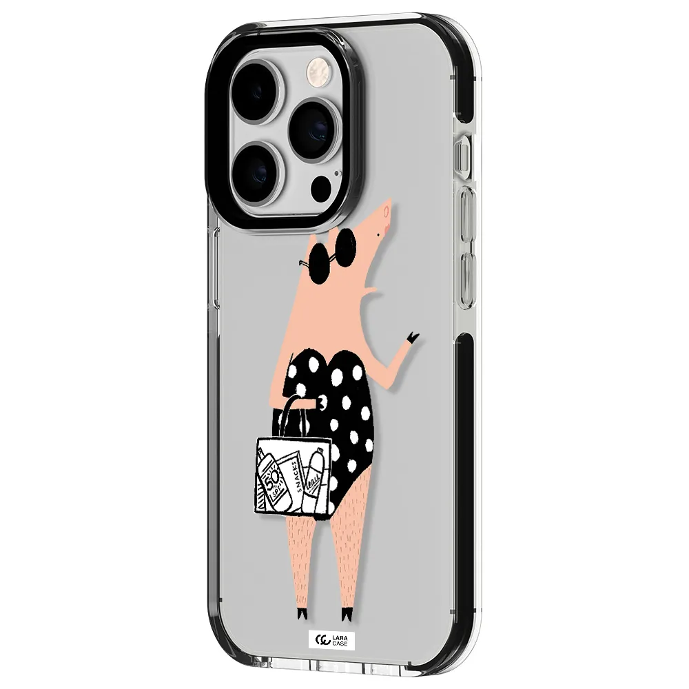 Lady Pig Apple iPhone 14 pro impact black border Case