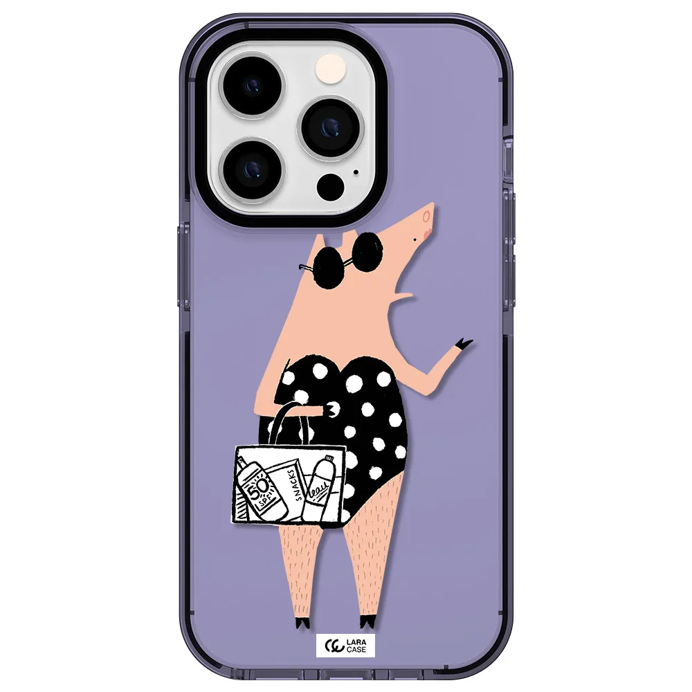 Lady Pig Apple iPhone 14 pro impact Lilac Case