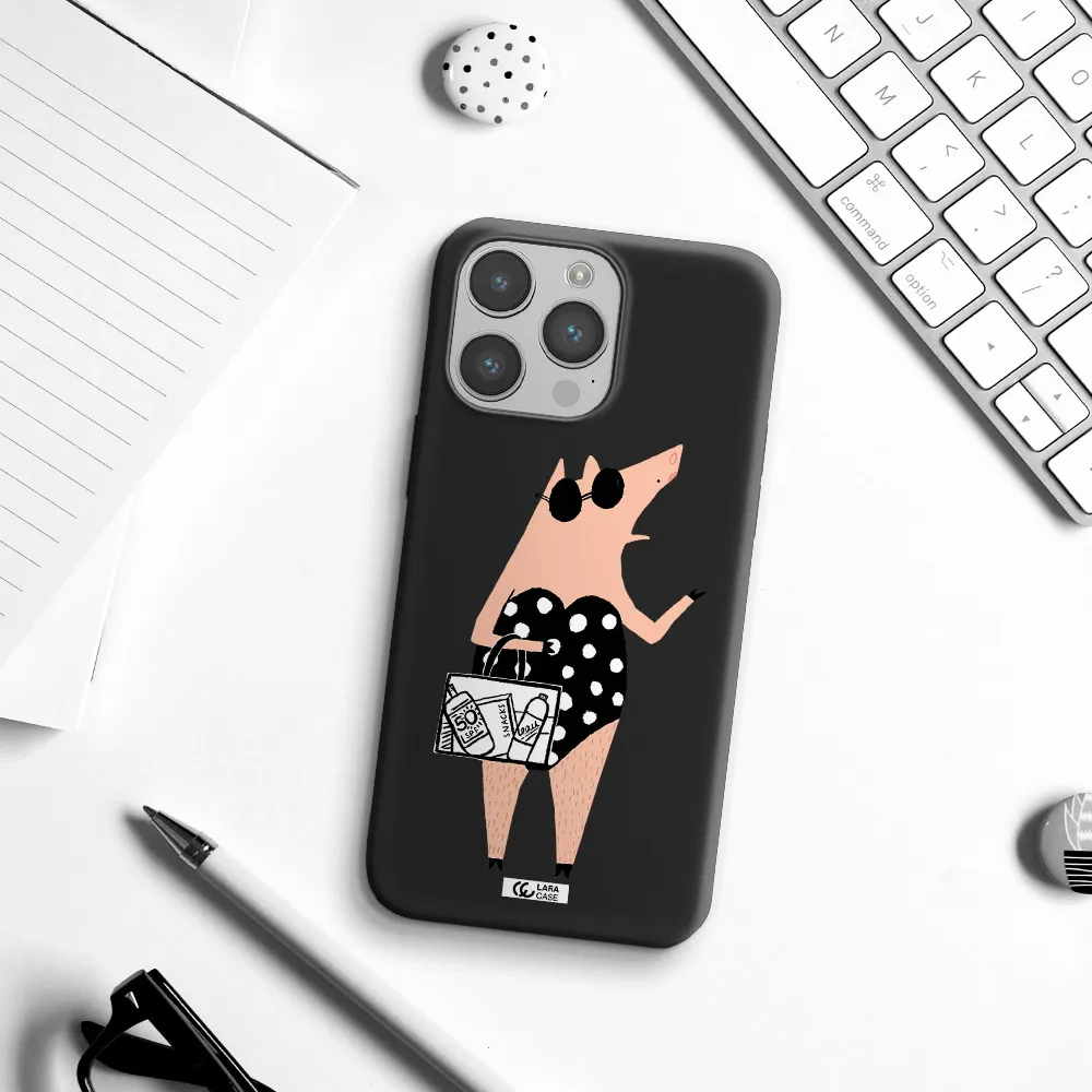 Lady Pig Apple iPhone 14 pro max Silicone black Case
