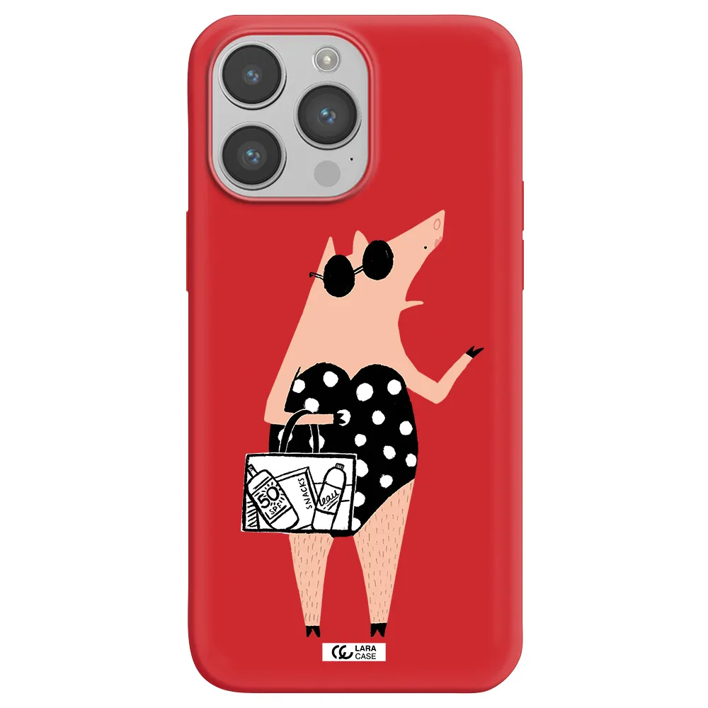 Lady Pig Apple iPhone 14 pro max Silicone Imperial Red Case