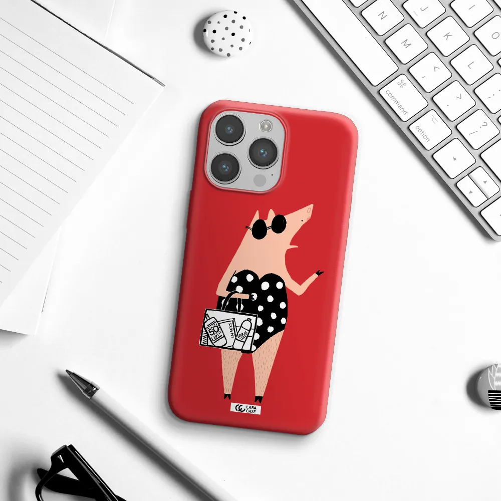 Lady Pig Apple iPhone 14 pro max Silicone Imperial Red Case