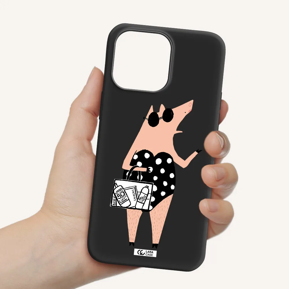 Lady Pig Apple iPhone 14 pro Silicone black Case
