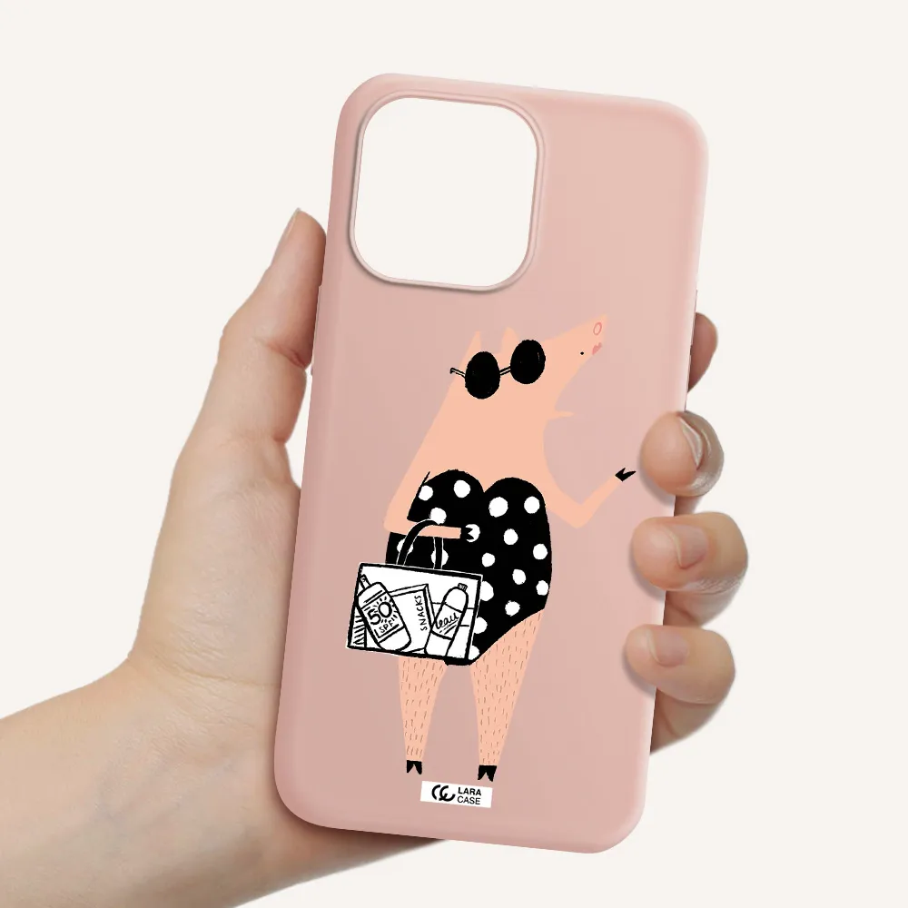 Lady Pig Apple iPhone 14 pro Silicone pastel pink Case
