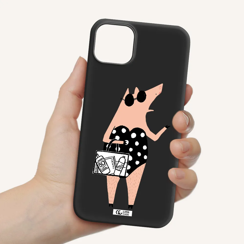 Lady Pig Apple iPhone 14 Silicone black Case