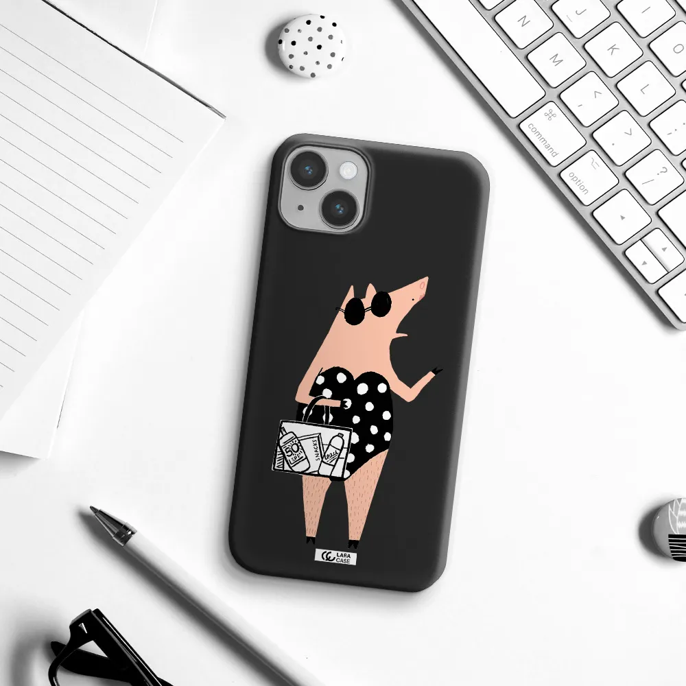 Lady Pig Apple iPhone 14 Silicone black Case
