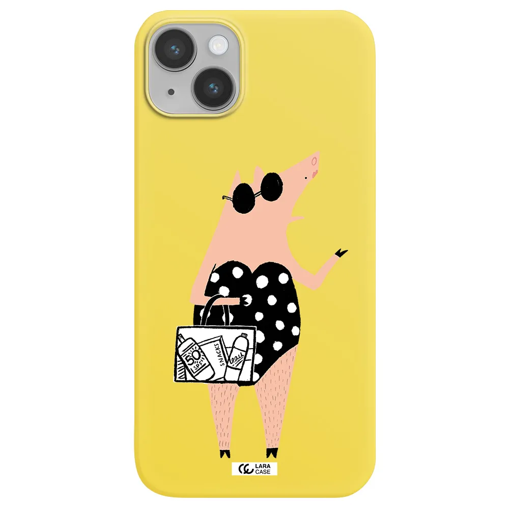 Lady Pig Apple iPhone 14 Silicone canary yellow Case
