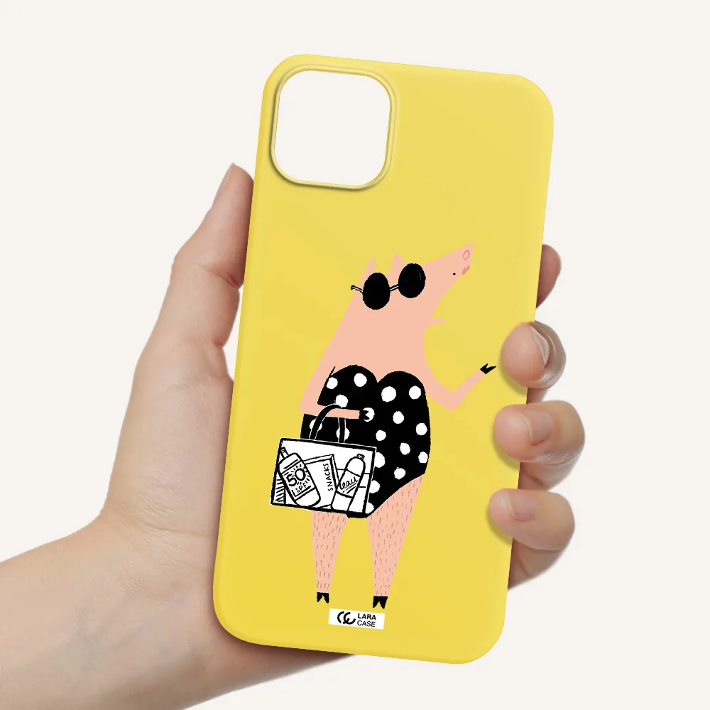 Lady Pig Apple iPhone 14 Silicone canary yellow Case