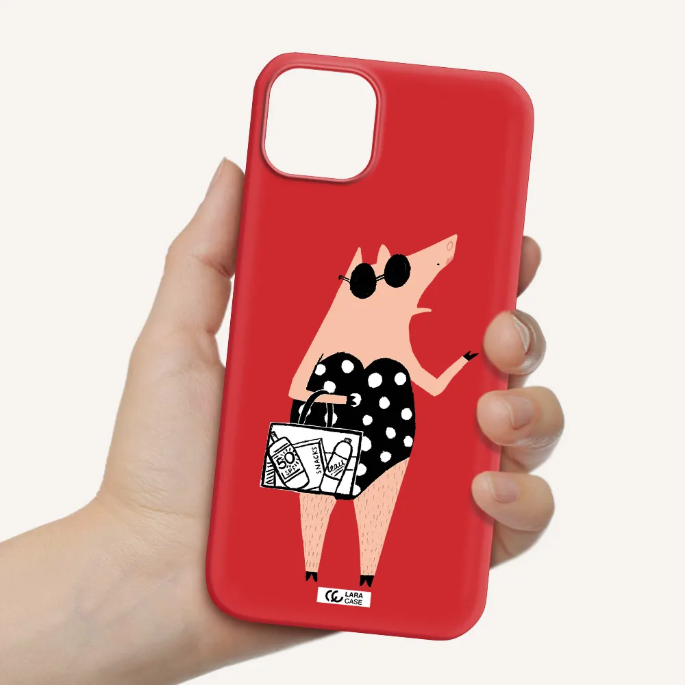 Lady Pig Apple iPhone 14 Silicone Imperial Red Case