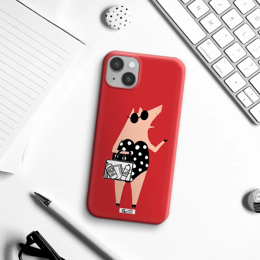 Lady Pig Apple iPhone 14 Silicone Imperial Red Case