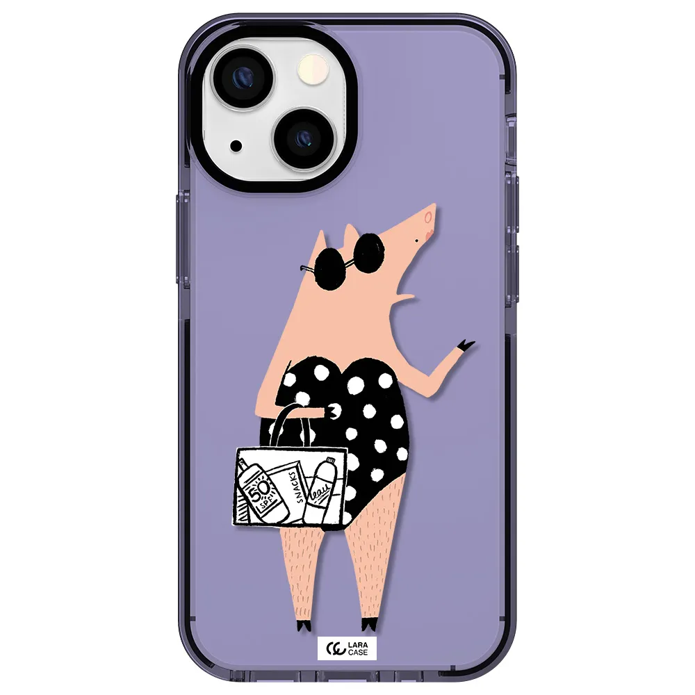 Lady Pig Apple iPhone 15 impact Lilac Case