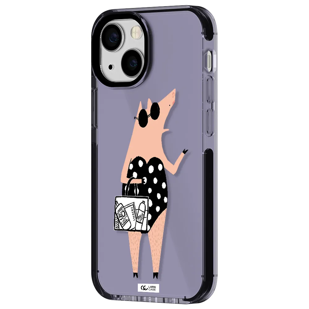 Lady Pig Apple iPhone 15 impact Lilac Case