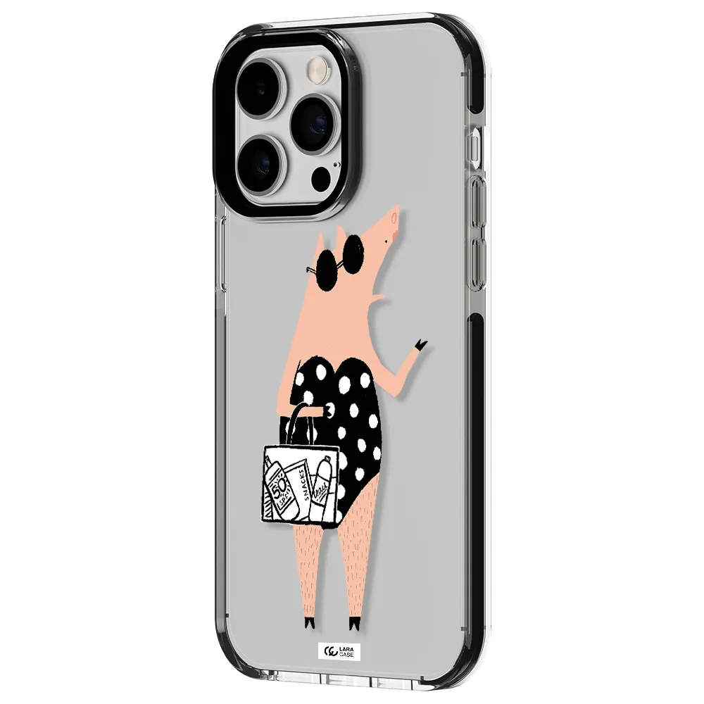 Lady Pig Apple iPhone 15 Pro impact black border Case