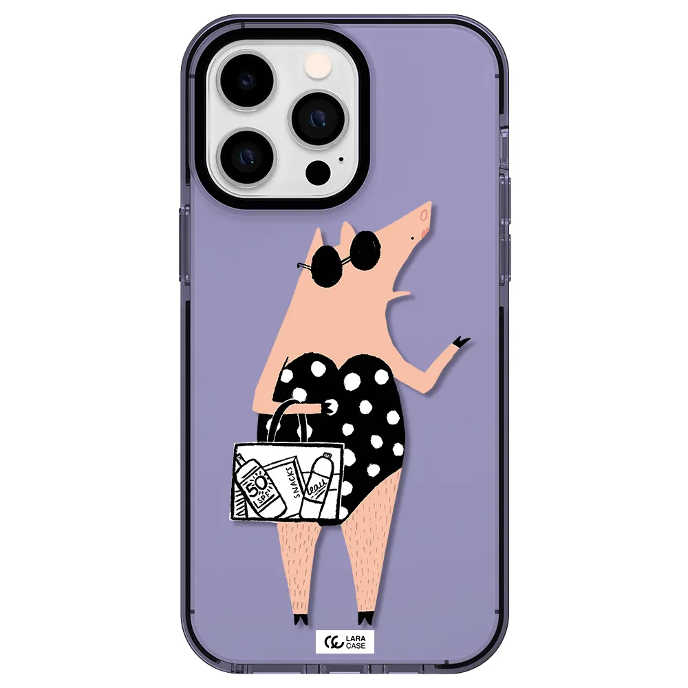 Lady Pig Apple iPhone 15 Pro Max impact Lilac Case