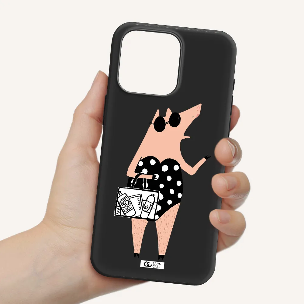 Lady Pig Apple Iphone 15 Pro max Silicone black Case