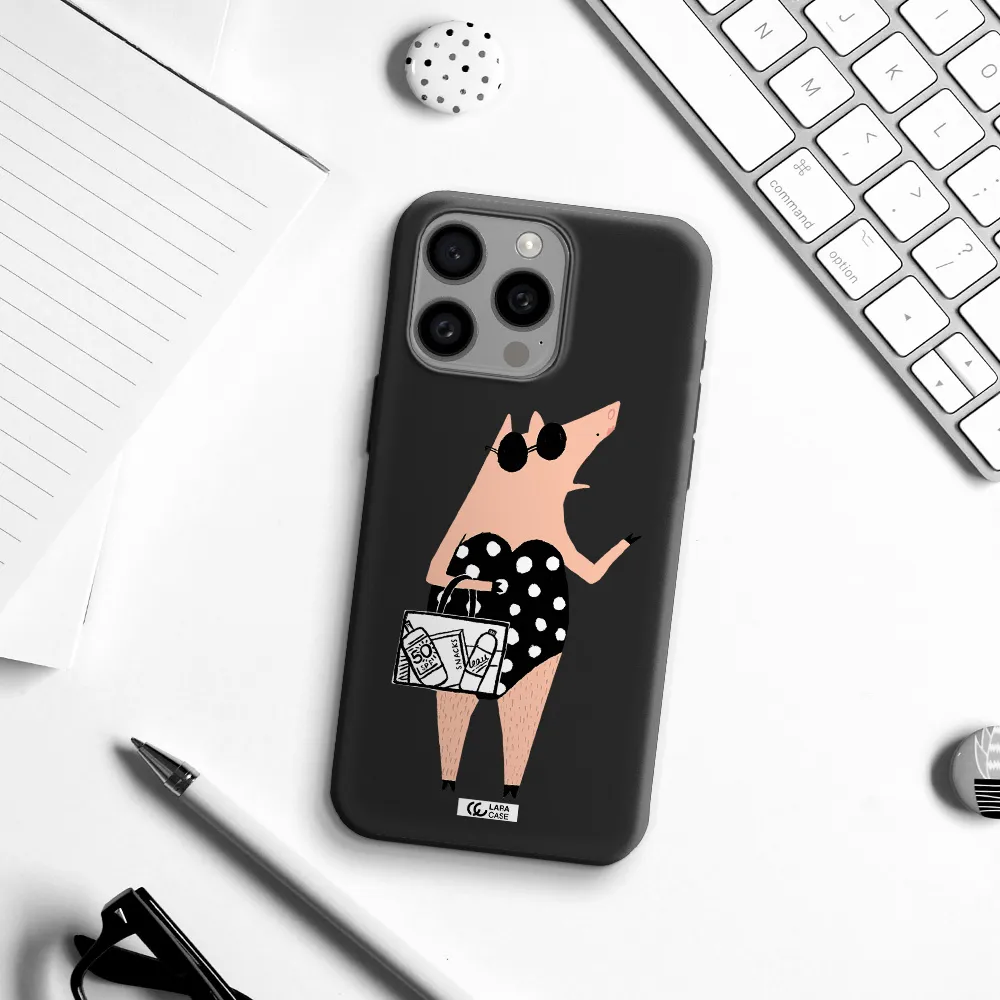 Lady Pig Apple Iphone 15 Pro max Silicone black Case