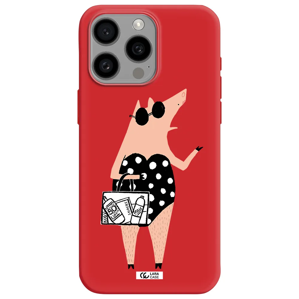 Lady Pig Apple Iphone 15 Pro Max Silicone Imperial Red Case